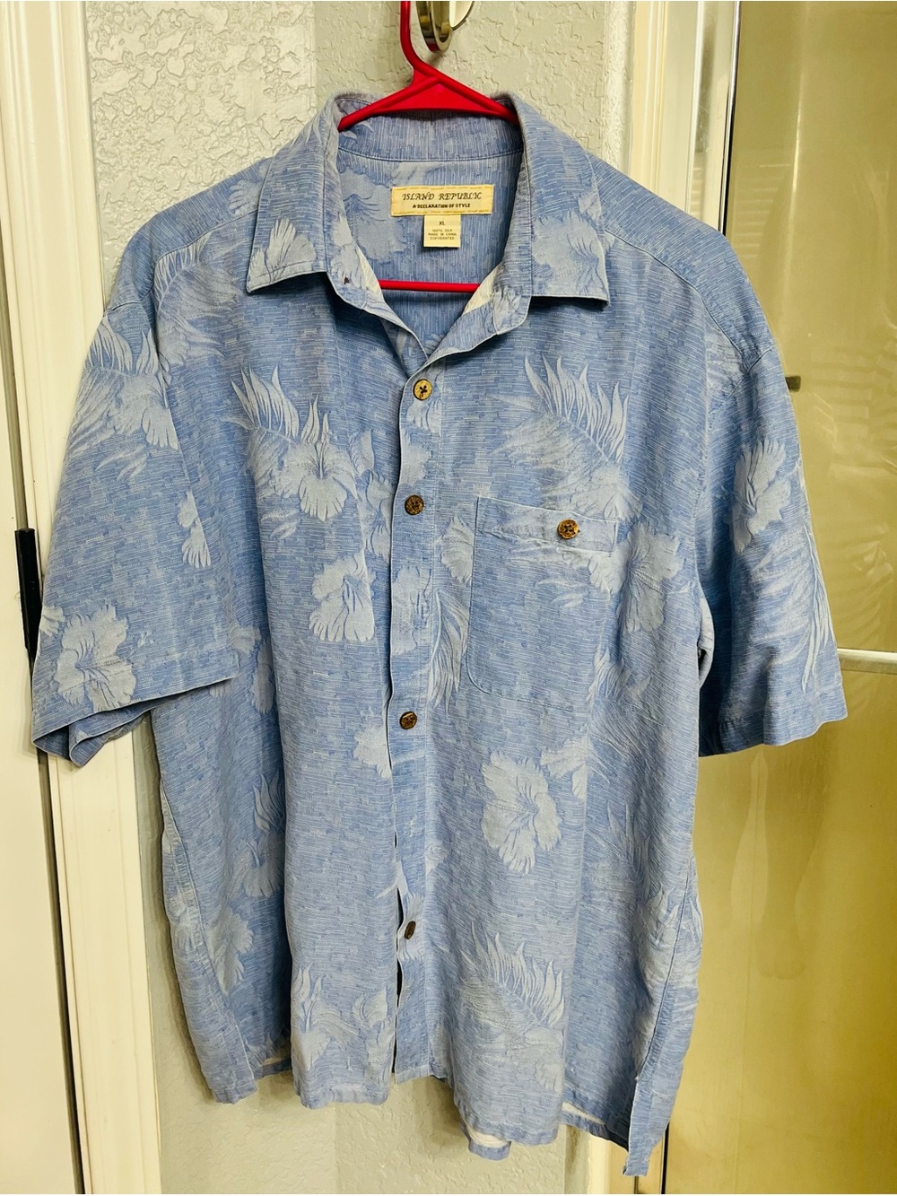Island Republic Blue Floral Camp-Collar Button Shirt